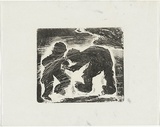 Artist: MADDOCK, Bea | Title: Fighting figures | Date: 1963 | Technique: relief-etching, from one copper plate; woodcut, from three blocks