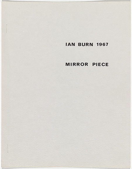 Artist: b'Burn, Ian.' | Title: b'Mirror piece (1) (front cover)' | Date: 1967 | Technique: b'13 photocopy sheets'