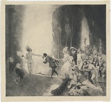 Artist: b'LINDSAY, Norman' | Title: b'Good morning' | Date: 1921 | Technique: b'etching, engraving and stipple, printed in black ink, from one copper plate'