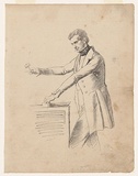 Artist: b'Nicholas, William.' | Title: b'The night auctioneer (W.G. Moore).' | Date: 1847 | Technique: b'pen-lithograph, printed in black ink, from one zinc plate'