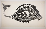 Artist: b'UNKNOWN, Artist' | Title: b'not titled  [Fish]' | Date: c.1975 | Technique: b'woodcut, printed in black ink, from one block'