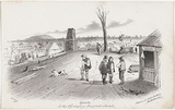 Artist: GILL, S.T. | Title: Eureka in the neighbourhood of insurgents stockade. | Date: 1855-56 | Technique: lithograph, printed in black ink, from one stone