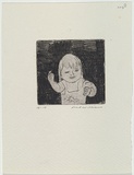 Artist: b'WILLIAMS, Fred' | Title: b'Isobel in her playsuit' | Date: 1964-65 | Technique: b'etching, drypoint, flat biting, printed in black ink, from oen copper plate' | Copyright: b'\xc2\xa9 Fred Williams Estate'