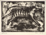 Artist: b'Daw, Robyn.' | Title: b'not titled [leaping tiger]' | Date: 1989, November | Technique: b'etching, printed in black ink, from one plate'