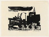 Artist: AMOR, Rick | Title: Start of the bridge. | Date: 1984 | Technique: linocut, printed in black ink, from one plate