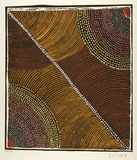 Artist: Cherel, Kumanjayi (Butcher). | Title: Jilawoona / Willy willy 1 | Date: 1998 | Technique: linocut, printed in colour, from four blocks; hand-coloured