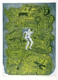 Artist: b'HANRAHAN, Barbara' | Title: b'Garden of Eden' | Date: 1977 | Technique: b'etching, printed in colour with plate-tone'