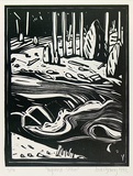 Artist: b'Young, Jock.' | Title: b'Highland stream' | Date: 1992 | Technique: b'linocut, printed in black ink, from one block'