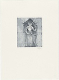 Title: b'Faceless' | Date: 1999 | Technique: b'softground-etching and aquatint, printed in blue/black ink, from one plate'