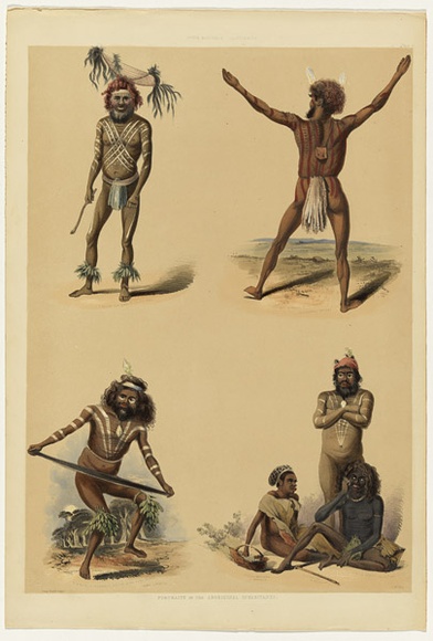 Artist: b'Angas, George French.' | Title: b'Portraits of the aboriginal inhabitants [1].' | Date: 1846-47 | Technique: b'lithograph, printed in colour, from multiple stones; varnish highlights by brush'