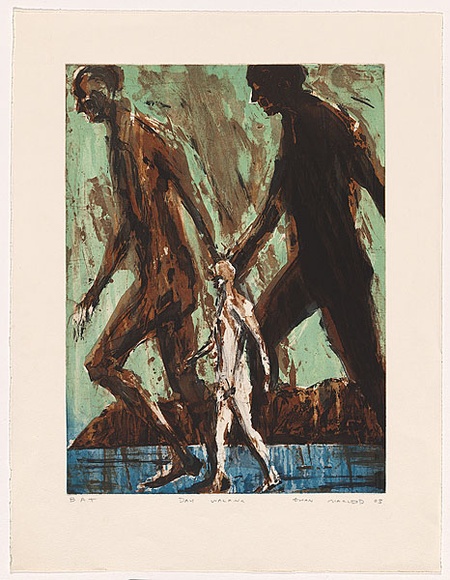 Artist: b'Macleod, Euan.' | Title: b'Day walking' | Date: 2003 | Technique: b'etching, aquatint, sugar-lift and open-bite, printed in colour, from four plates'