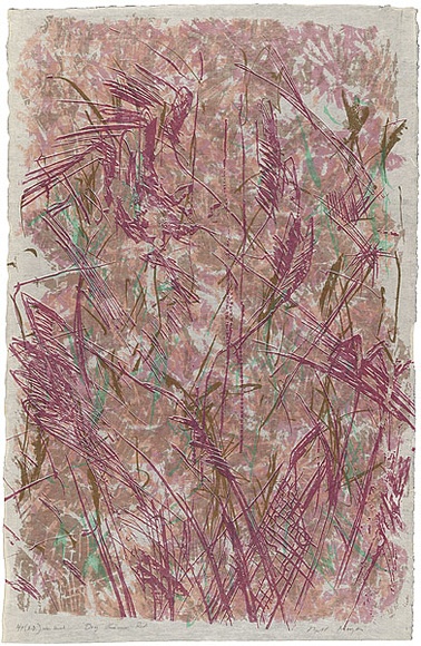 Artist: b'MEYER, Bill' | Title: b'Dry treescape red' | Date: 1987 | Technique: b'screenprint, printed in colour, from multiple screens (hand drawn, direct)' | Copyright: b'\xc2\xa9 Bill Meyer'