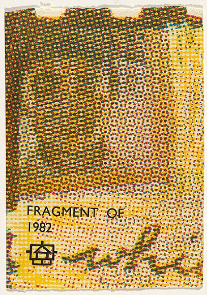 Title: b'Christmas card: Fragment of 1982' | Date: 1982 | Technique: b'lino-cut and photo-etching, printed in colour, from three blocks; monotype letterpress; hand-written inscription'