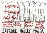 Artist: b'Wonderful Art Nuances Club.' | Title: bLa Trobe Valley power. (Poster supporting SEC maintenance workers' strike, La Trobe Valley, Victoria, 1977). | Date: (1977) | Technique: b'screenprint, printed in colour, from two stencils'