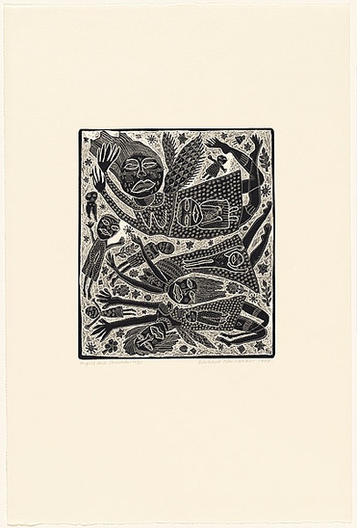 Artist: b'HANRAHAN, Barbara' | Title: b'Angels and children' | Date: 1989 | Technique: b'etching, printed in black ink, from one plate'