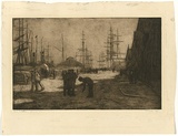Artist: TRAILL, Jessie | Title: From overseas | Date: 1913 | Technique: etching and aquatint, printed in sepia ink, with plate-tone and wiped highlights, from one plate | Copyright: © Jessie Traill. Licensed by VISCOPY, Australia, 2008.