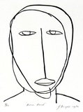 Artist: b'Burgess, Jeff.' | Title: b'Human head.' | Date: 1982 | Technique: b'linocut, printed in black ink, from one block'