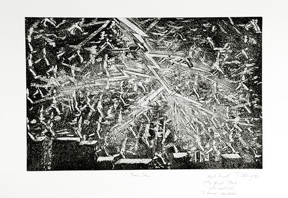 Artist: b'COLEING, Tony' | Title: b'Brain storm.' | Date: 1984 | Technique: b'etching and aquatint, printed in black ink, from one plate'