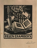 Artist: FEINT, Adrian | Title: Bookplate: Helen Chambers. | Date: (1927) | Technique: wood-engraving, printed in black ink, from one block | Copyright: Courtesy the Estate of Adrian Feint