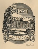 Artist: FEINT, Adrian | Title: Bookplate: Alex. Melrose. | Date: (1938) | Technique: process block, printed in black ink, from one block | Copyright: Courtesy the Estate of Adrian Feint