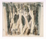 Artist: b'Hirschfeld Mack, Ludwig.' | Title: b(Three figures in landscape) [recto]; (Study for 'Three figures in landscape') [verso] | Date: (1960-65) | Technique: b'transfer print; watercolour addition (recto)'