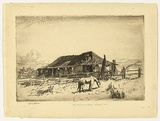 Artist: LINDSAY, Lionel | Title: Old Government House, Windsor, N.S.W. | Date: 1918 | Technique: etching, printed in brown ink with plate-tone, from one plate | Copyright: Courtesy of the National Library of Australia