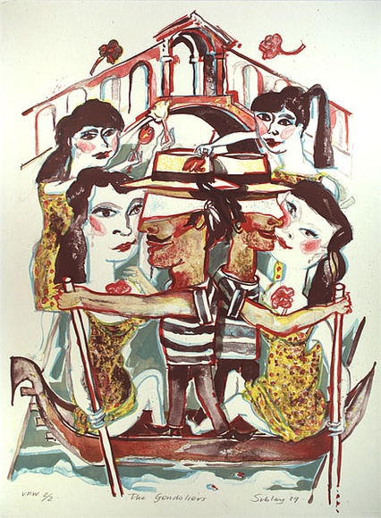 Artist: b'Sibley, Andrew.' | Title: b'The gondoliers' | Date: 1989 | Technique: b'off-set lithograph, printed in colour, from six stones'