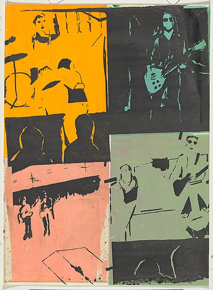 Artist: b'Johnson, Tim.' | Title: b'Four Bands' | Date: 1979 | Technique: b'screenprint, printed in colour, from multiple stencils' | Copyright: b'\xc2\xa9 Tim Johnson'