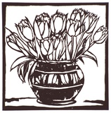 Artist: Williams, Marshall. | Title: not titled [Flowers in a vase] | Date: c.1994 | Technique: linocut, printed in black ink, from one block