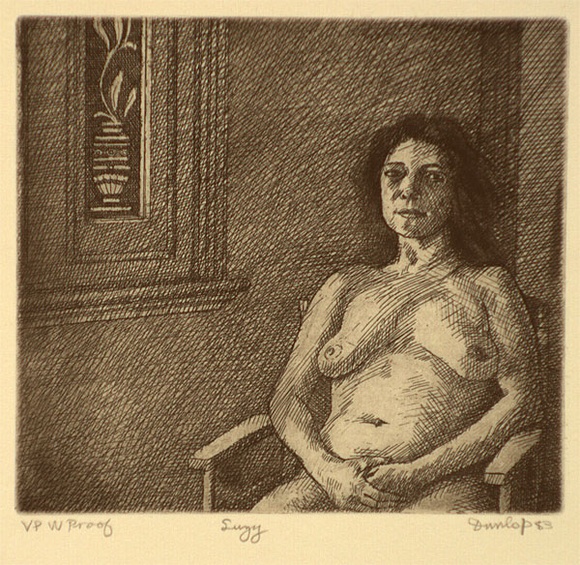 Artist: b'Dunlop, Brian.' | Title: b'Suzy' | Date: 1983 | Technique: b'etching, printed in black ink, from one plate'