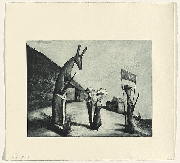 Artist: b'Shead, Garry.' | Title: b'The monument' | Date: 1991-94 | Technique: b'etching and aquatint, printed in black ink, from one plate' | Copyright: b'\xc2\xa9 Garry Shead'