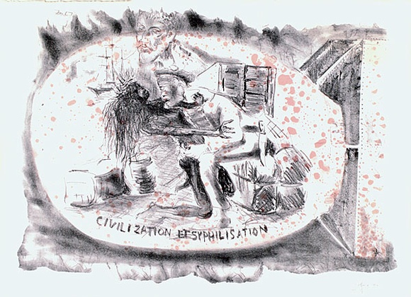 Artist: b'COLEING, Tony' | Title: b'Civilization et syphlisation.' | Date: 1984 | Technique: b'lithograph, printed in colour, from two stones [or plates]'