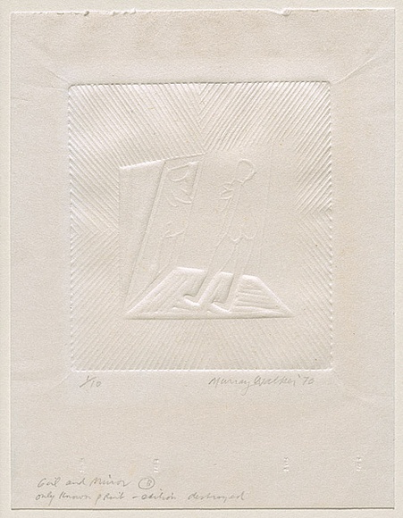 Artist: b'WALKER, Murray' | Title: b'Girl and mirror.' | Date: 1970 | Technique: b'embossed print, from one lino-block'