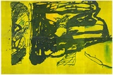 Title: Whispering Kierkegaard | Date: 2009 | Technique: carborundum, printed in blue and yellow ink, each from multiple plates; with woodcut additions