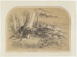 Artist: b'GILL, S.T.' | Title: b'Kangaroo stalking.' | Date: c.1854 | Technique: b'lithograph, printed in colour, from two stones (black and buff)'