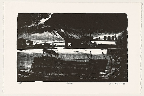 Artist: AMOR, Rick | Title: Barge. | Date: 1995 | Technique: woodcut, printed in black ink, from one block