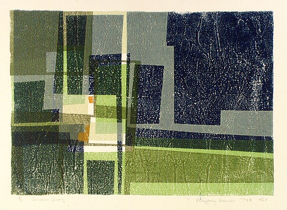 Artist: b'DAVIES, Rhonda' | Title: b'Circular Quay.' | Date: c.1960 | Technique: b'screenprint, printed in colour, from five stencils'