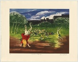 Title: Children playing | Date: 2002 | Technique: hardground, aquatint, burnishing, colour roll and inked a-la-poupee, printed in colour, from two copper plates