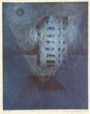 Artist: b'Doggett-Williams, Phillip.' | Title: b'Crossing the river III' | Date: 1993 | Technique: b'lithograph, printed in colour, from two stones (black and blue)'