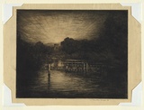 Artist: b'Menpes, Mortimer.' | Title: b'(Tower and lock at sunset)' | Technique: b'etching and drypoint, printed in black ink, from one plate'