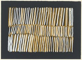 Artist: WARLAPINNI, Freda | Title: Jilamarra - three layers of vertical stripes - white over yellow ochre | Date: 1998, 2 February | Technique: screenprint, printed in colour, from multiple stencils