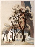 Artist: b'Palmer, Ethleen.' | Title: b'Gold and terracotta' | Date: 1940 | Technique: b'linocut, printed in colour, from multiple blocks'