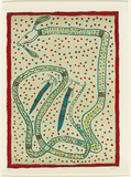 Artist: Wainburranga, Paddy. | Title: Bolong | Date: 1991 | Technique: lithograph, printed in colour, from multiple stones [or plates] | Copyright: © Gela Nga-Mirraitja Fordham. Licensed by VISCOPY, Australia.