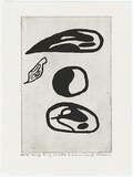 Artist: b'Mullett, Jennifer.' | Title: b'Homage to my son; fish and moon' | Date: 2000, June | Technique: b'aquatint, printed in black ink, from one plate'