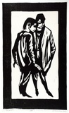 Artist: b'Counihan, Noel.' | Title: b'Two youths.' | Date: 1962 | Technique: b'linocut, printed in black ink, from one block'