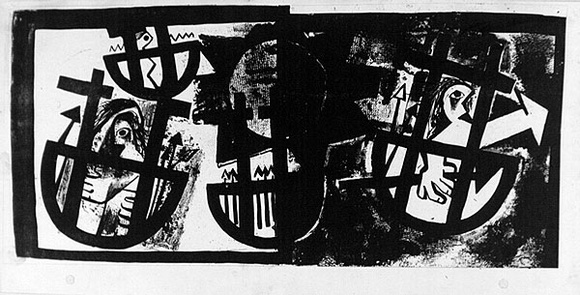 Artist: b'French, Len.' | Title: b'(The Troy fleet).' | Date: (1955) | Technique: b'lithograph, printed in black ink, from one plate' | Copyright: b'\xc2\xa9 Leonard French. Licensed by VISCOPY, Australia'