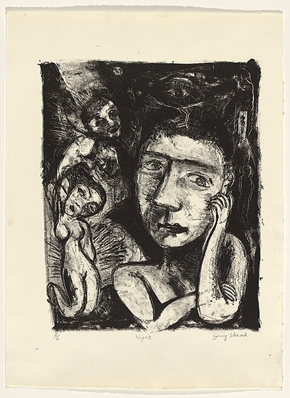 Artist: b'Shead, Garry.' | Title: b'Night' | Date: c. 1984 | Technique: b'lithograph, printed in black ink, from one stone [or plate]' | Copyright: b'\xc2\xa9 Garry Shead'