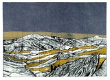 Artist: Palmer, Stanley. | Title: Henderson landscape | Date: 1969 | Technique: etching, printed in blue ink, from one plate; stencil colour
