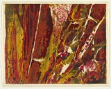 Artist: b'Thorpe, Lesbia.' | Title: b'Cliff face Mallacoota' | Date: 1960 | Technique: b'woodcut, printed in colour, from four blocks'