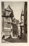 Artist: LINDSAY, Lionel | Title: In Old Saumur | Date: 1944 | Technique: etching, printed in black ink with plate-tone, from one plate | Copyright: Courtesy of the National Library of Australia